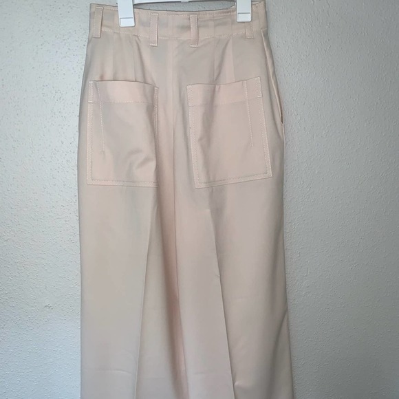 Proenza Schouler Cream Wool Blend Wide Leg Pleated Pants Size 2 - Picture 5 of 12
